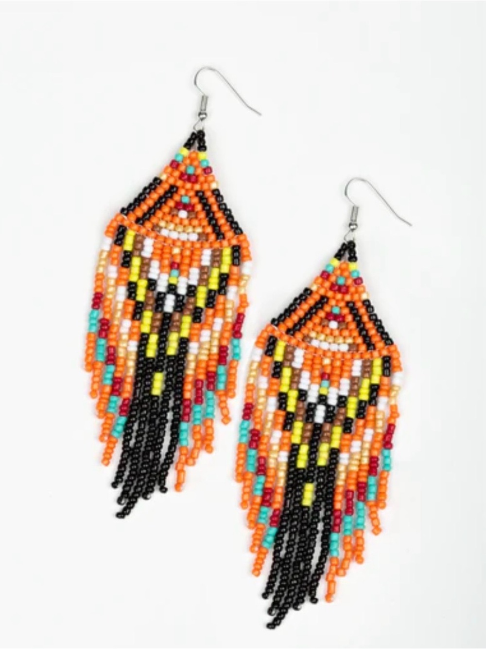 paparazzi Orange Multicolor Beaded Fringe Earrings